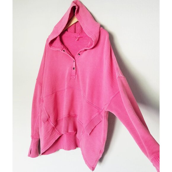 Free People FP Movement Solid Honey Dove Pullover Hoodie in Pink Size L Rare $98 - Picture 6 of 16